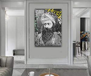 ציור פופ-אפ גרפיטי מודרני של הבן איש חי להדפסה על זכוכית או קנבס